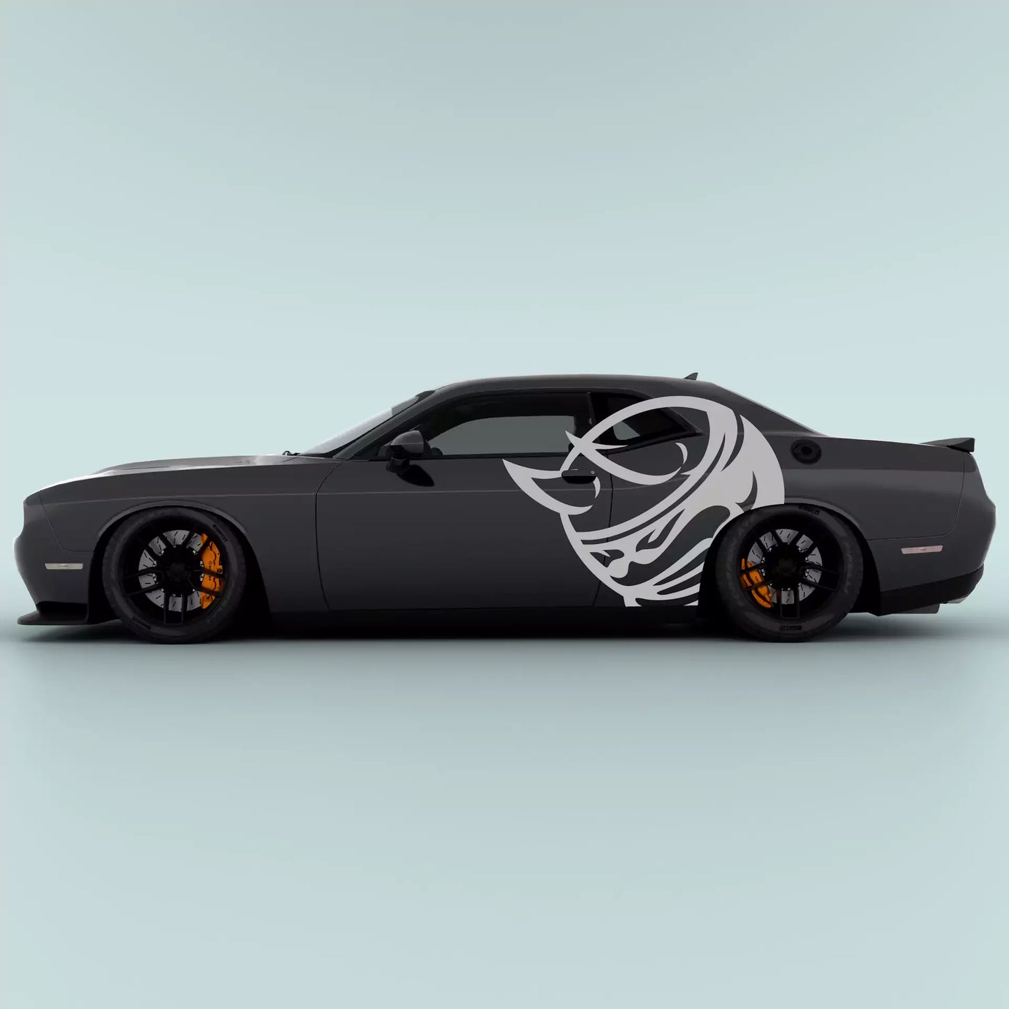 Gray Scat Pack Bee Head XL side decals for 2015-2023 Dodge Challenger