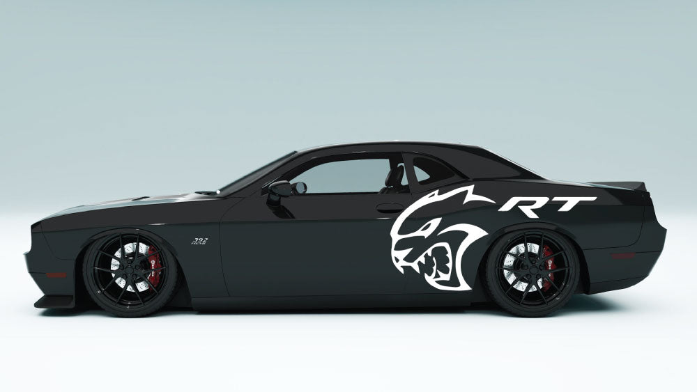 Cat Head with R/T text side Decals and Graphics for Dodge Challenger