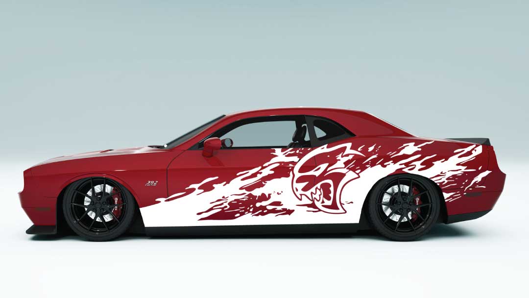 Destroyed Door Side Grunge Decals, Graphics for Dodge Challenger SRT