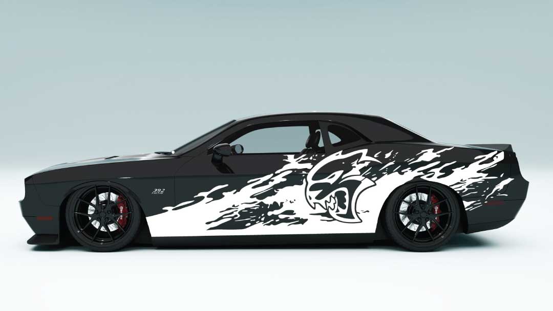 Destroyed Door Side Grunge Decals, Graphics for Dodge Challenger SRT