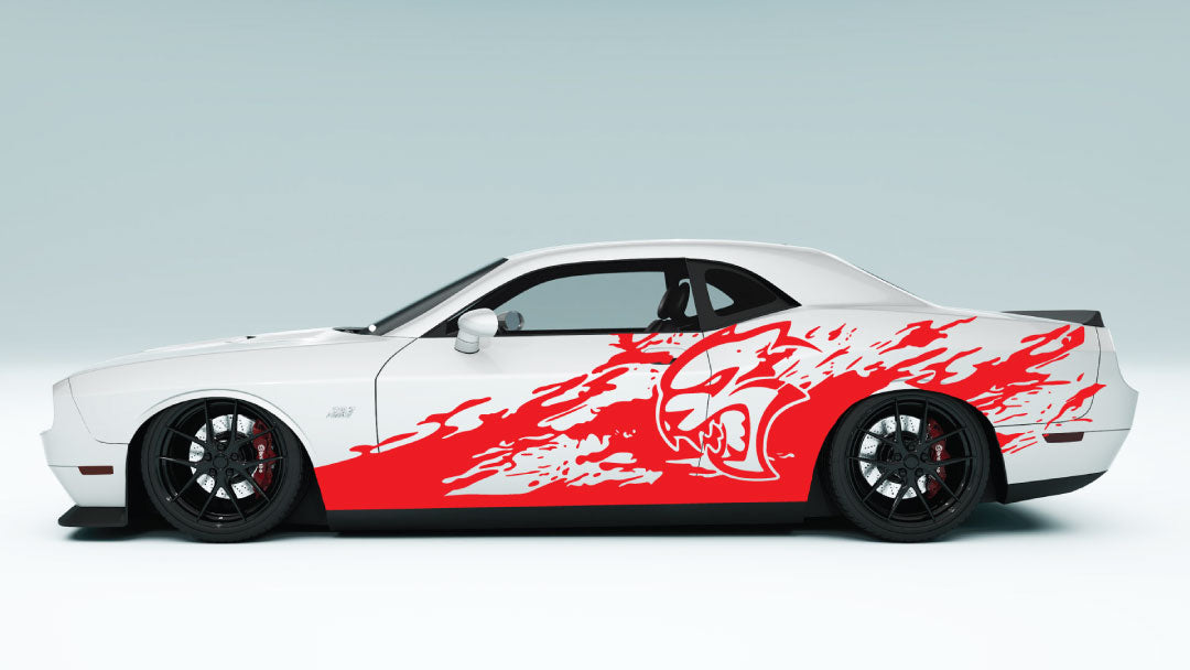 Destroyed Door Side Grunge Decals, Graphics for Dodge Challenger SRT