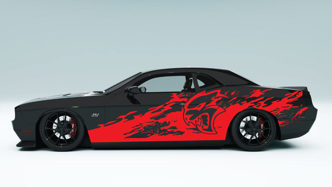 Destroyed Door Side Grunge Decals, Graphics for Dodge Challenger SRT
