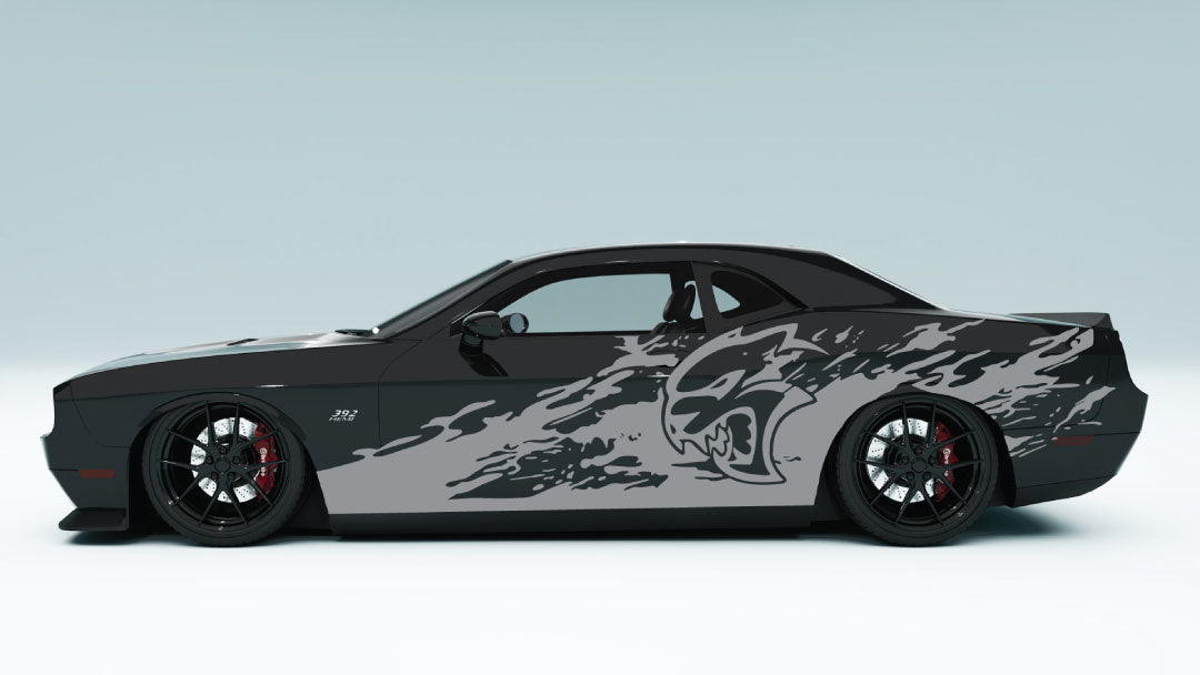 Destroyed Door Side Grunge Decals, Graphics for Dodge Challenger SRT