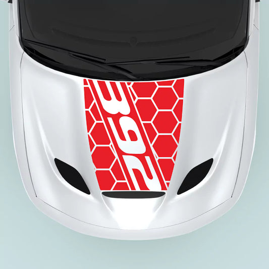 Dodge Charger 2015-2023 hood center with red 392 text honey comb style vinyl decal