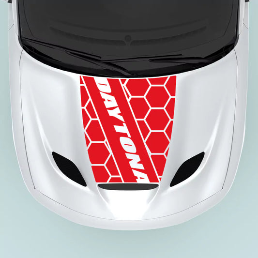 Red Dodge Charger Daytona honeycomb hood decal for 2015-2023 Charger hood center vinyl graphic