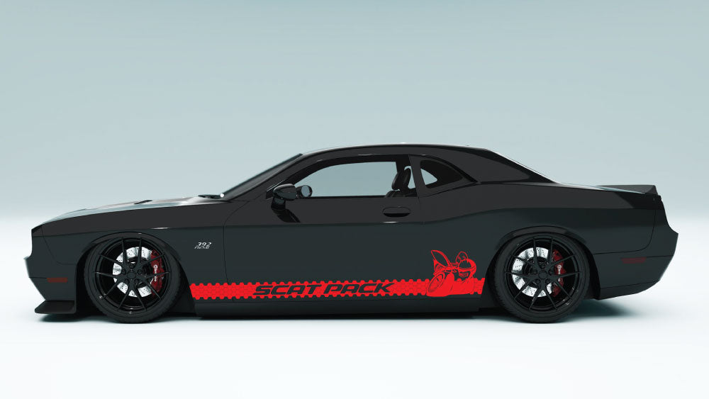 Honey Comb style Scat Pack text Rocker Panel Stripes for Dodge Challenger