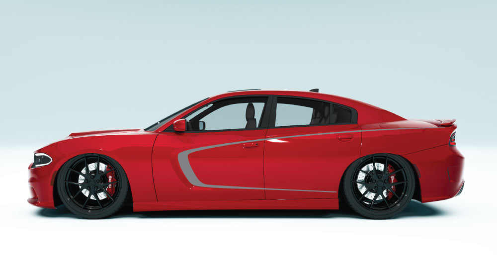 Inner Scallop Side Stripes for Dodge Charger - gray decal son red car