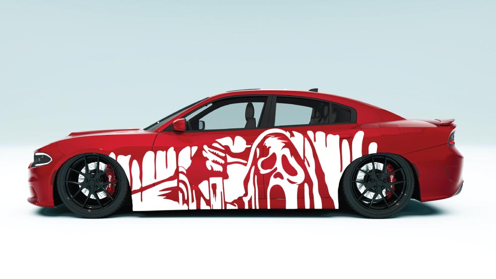 Ghostface Spooky XL Side Graphics – Dodge Charger Edition colour white