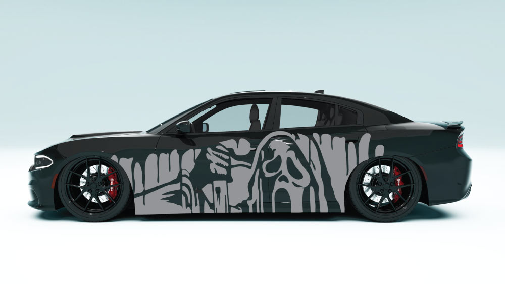 Ghostface Spooky XL Side Graphics – Dodge Charger Edition colour gray
