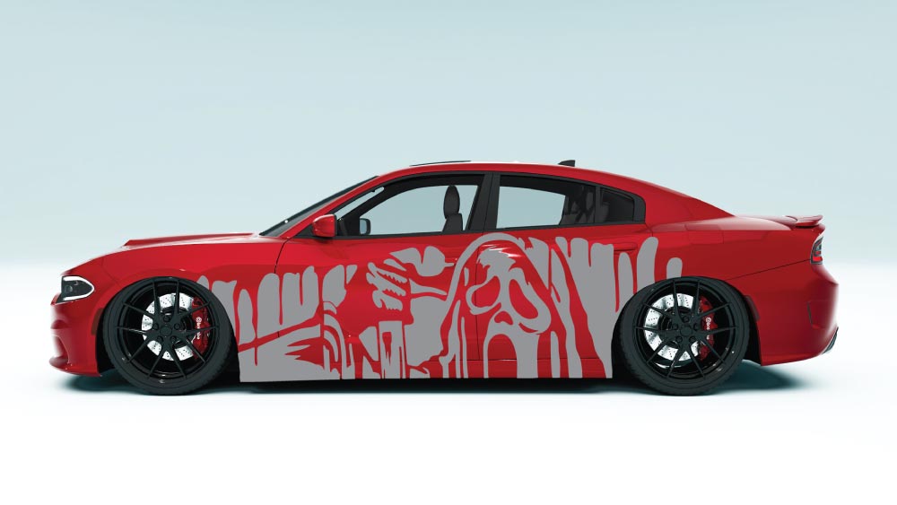 Ghostface Spooky XL Side Graphics – Dodge Charger Edition colour gray