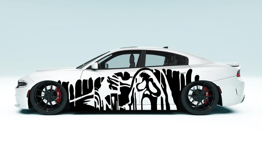 Ghostface Spooky XL Side Graphics – Dodge Charger Edition colour black