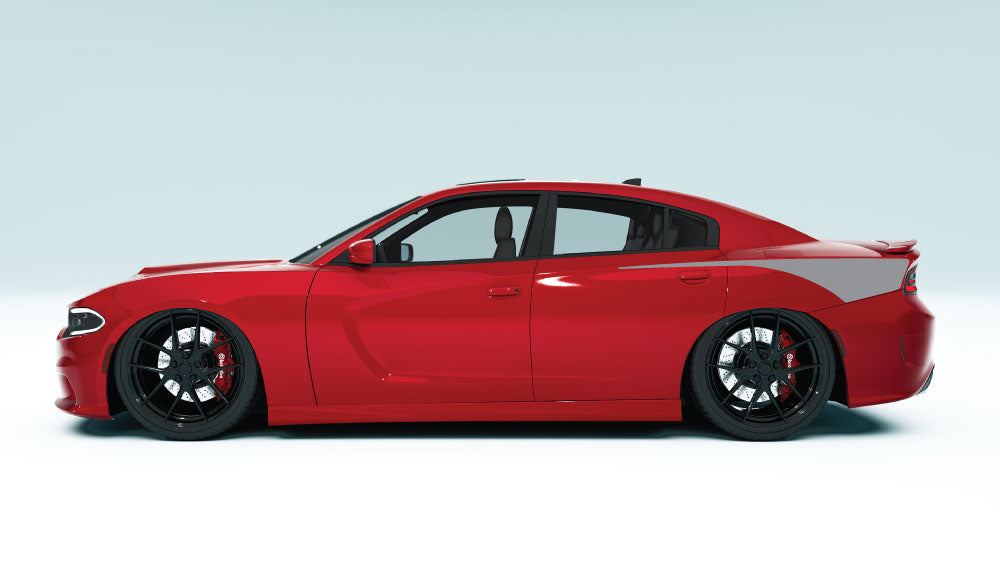 Rear Quarter Stripes for Dodge Charger - gray decals on red car