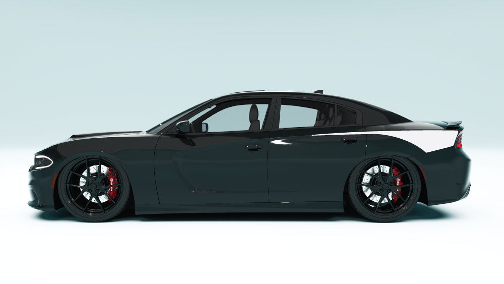 Rear Quarter Stripes for Dodge Charger - white decals on black car