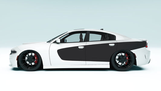 Scallop Billboard Decals and Graphics for Dodge Charger - black decals on white car