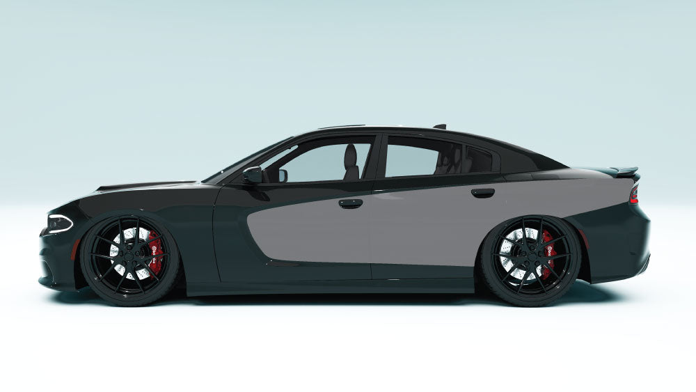 Scallop Billboard Decals and Graphics for Dodge Charger - gray decals on black car