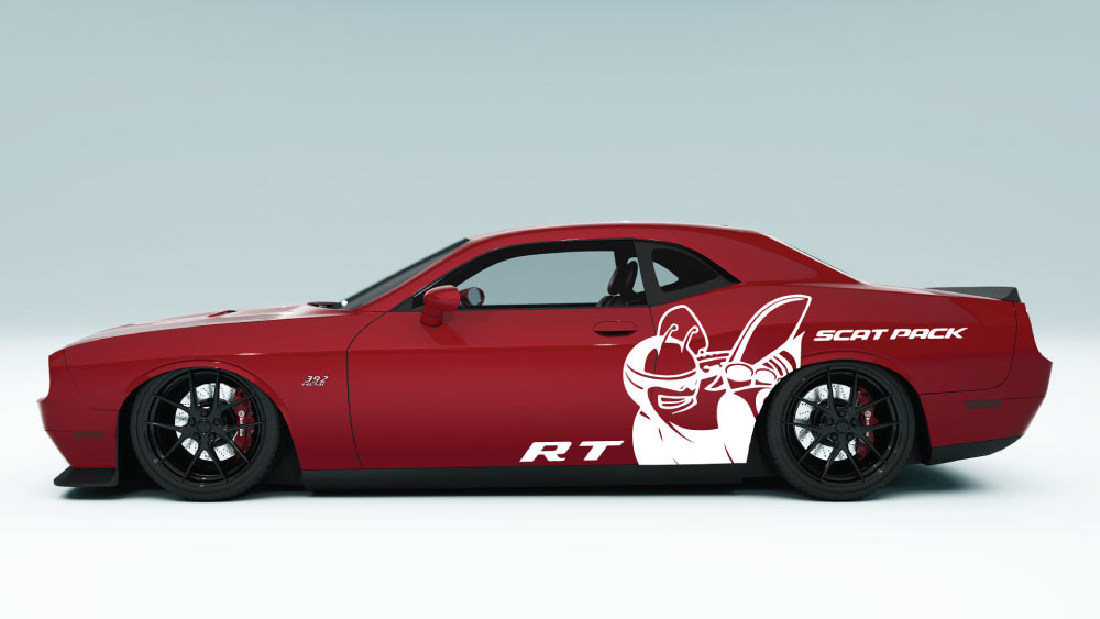 Scat Pack Bee R/T text side Decals and Graphics for Dodge Challenger