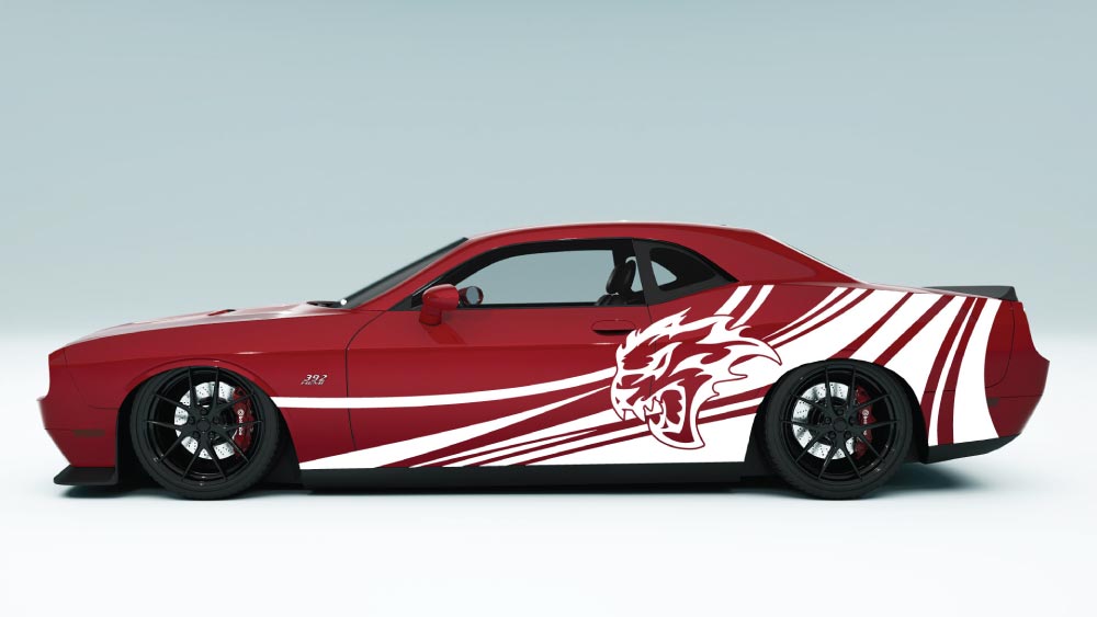 Speedline Flaming SRT Cat Head Decals and Graphics for Dodge Challenger