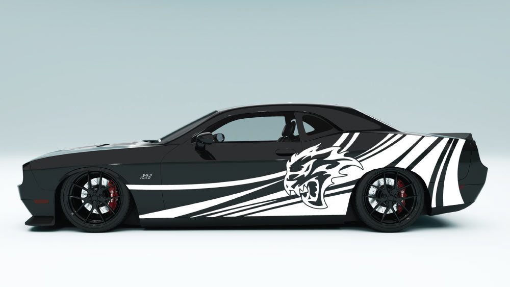 Speedline Flaming SRT Cat Head Decals and Graphics for Dodge Challenger