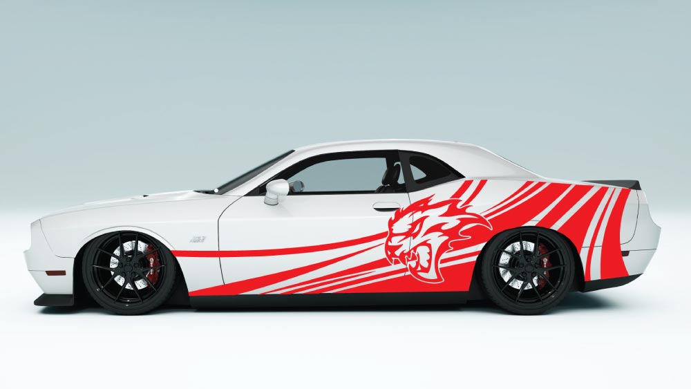 Speedline Flaming SRT Cat Head Decals and Graphics for Dodge Challenger