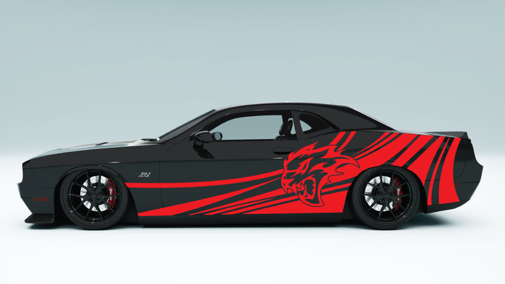 Speedline Flaming SRT Cat Head Decals and Graphics for Dodge Challenger