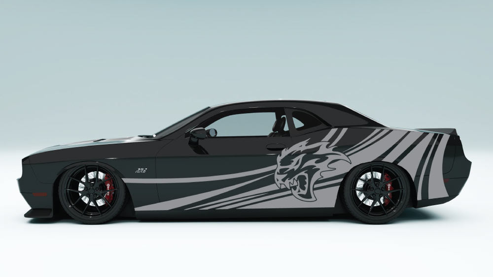 Speedline Flaming SRT Cat Head Decals and Graphics for Dodge Challenger