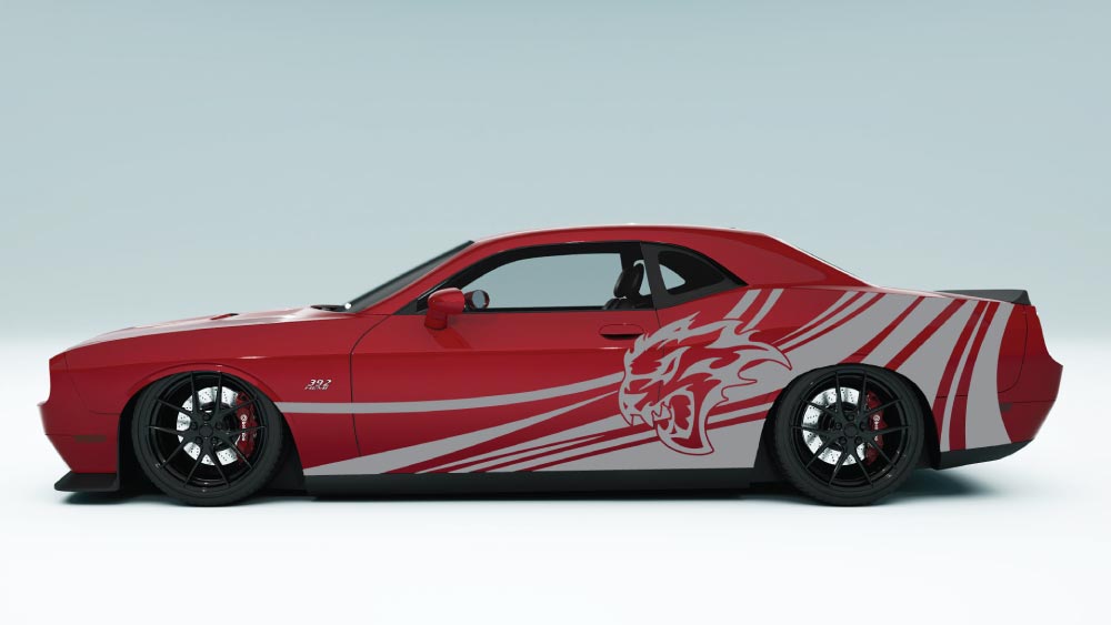 Speedline Flaming SRT Cat Head Decals and Graphics for Dodge Challenger