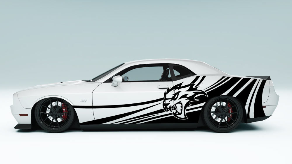 Speedline Flaming SRT Cat Head Decals and Graphics for Dodge Challenger