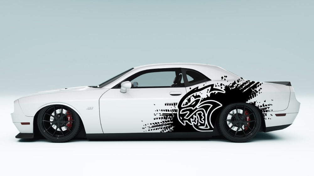 SRT Cat Head Mud Splash side Decals and Graphics for Dodge Challenger
