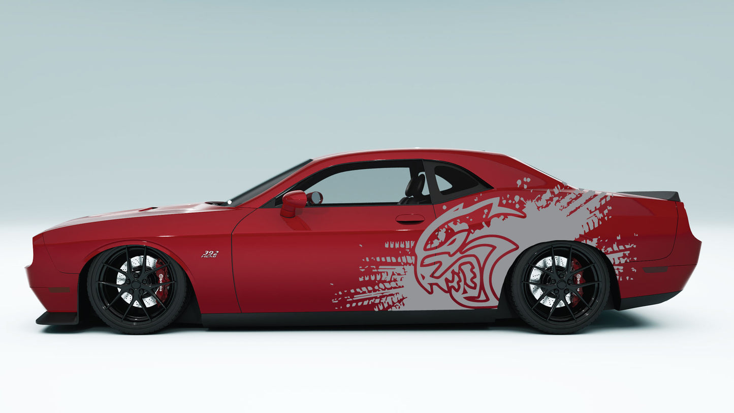 Dodge Challenger Demon Mud Splash Side Decals, Stickers & Graphics.