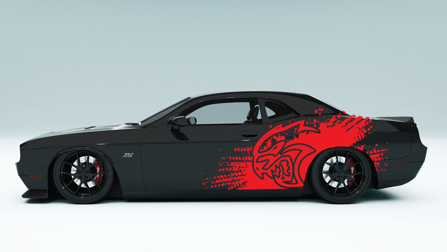 Dodge Challenger Demon Mud Splash Side Decals, Stickers & Graphics.