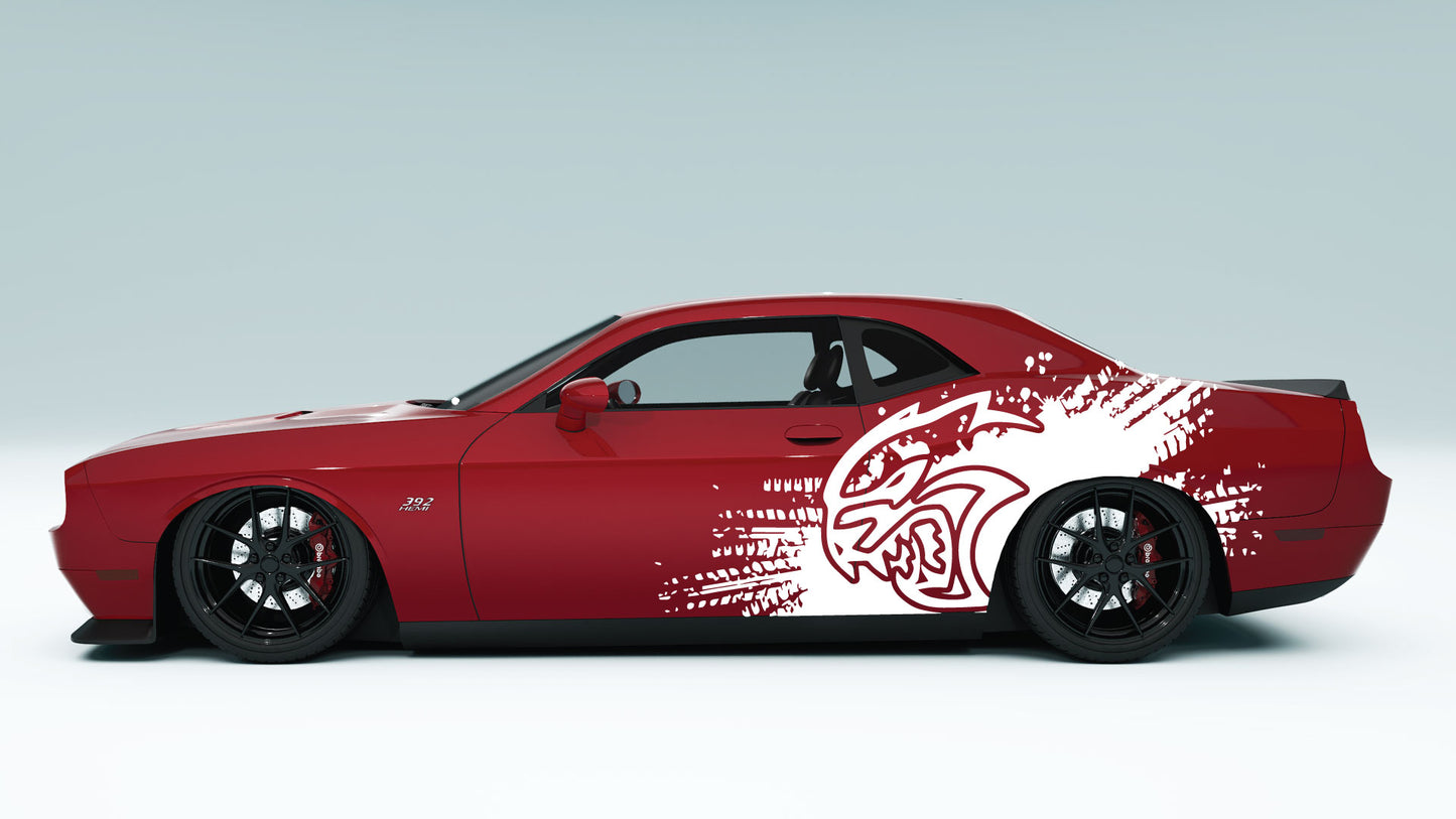 Dodge Challenger Demon Mud Splash Side Decals, Stickers & Graphics.