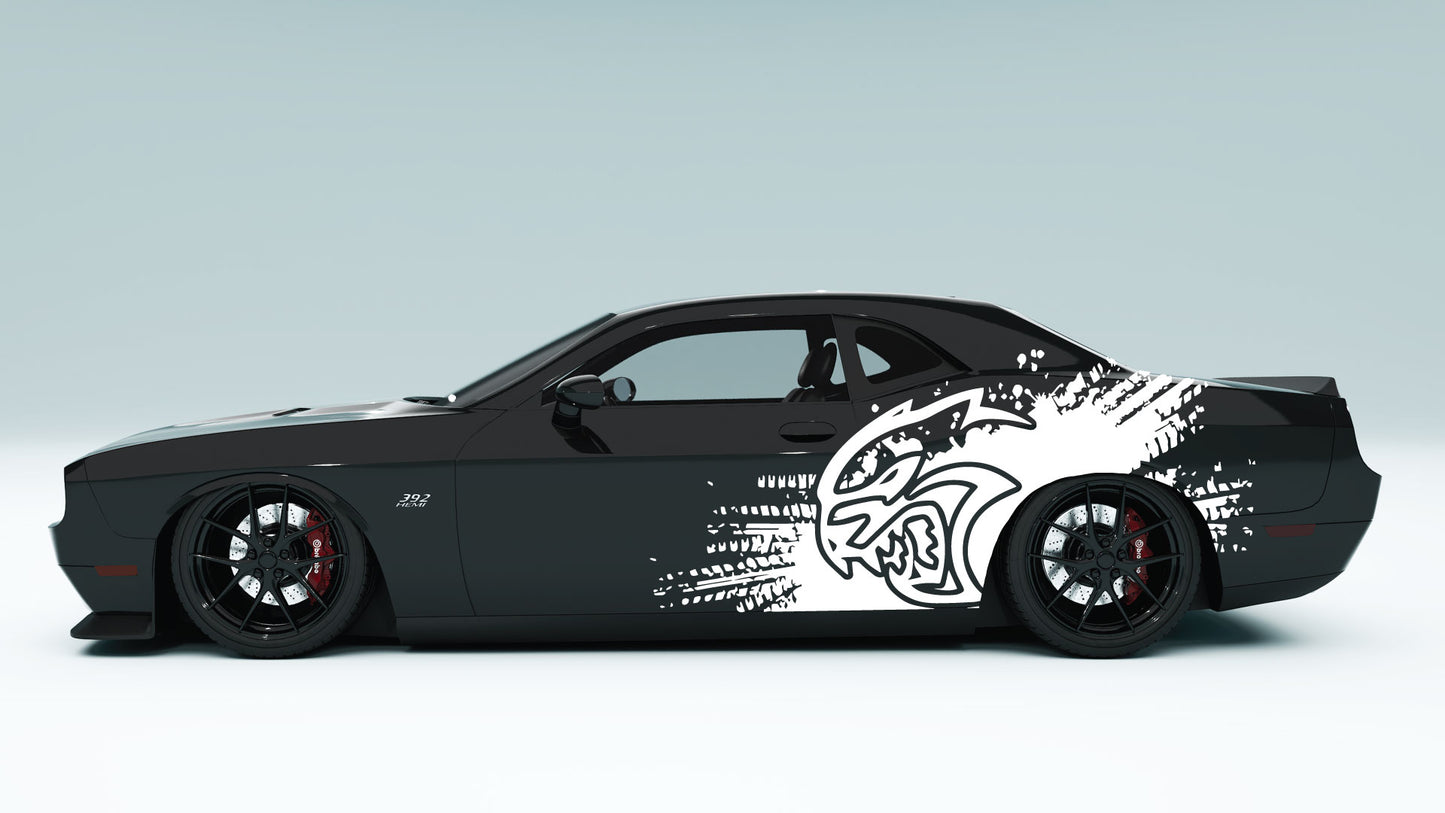 Dodge Challenger Demon Mud Splash Side Decals, Stickers & Graphics.