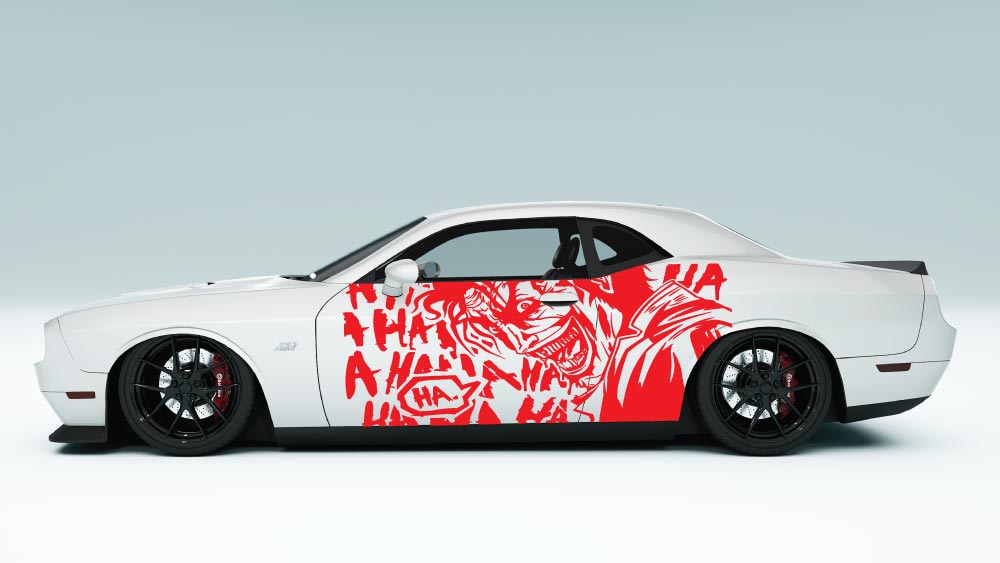 Joker Laugh XL Side Graphics – Universal Fit Vinyl Decals red