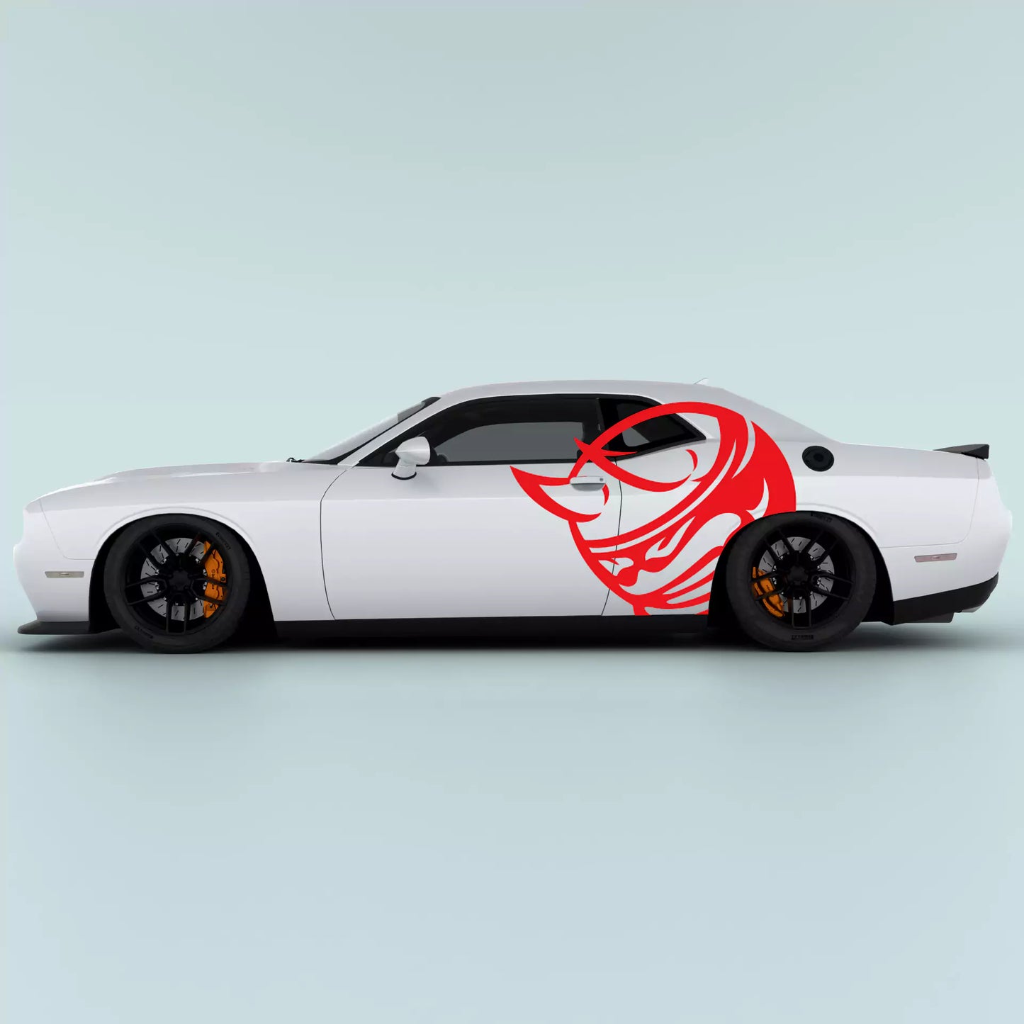 Red Scat Pack Bee Head XL side decals for 2015-2023 Dodge Challenger