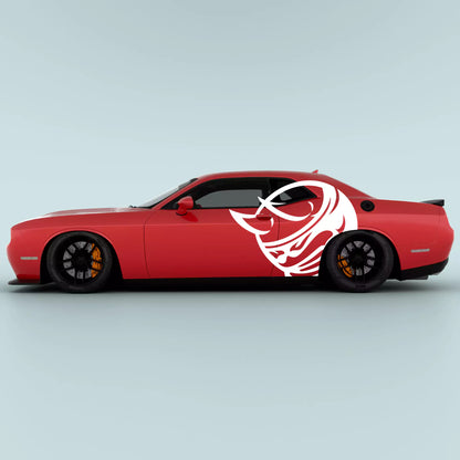 White Scat Pack Bee Head XL side decals for 2015-2023 Dodge Challenger