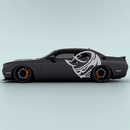 Gray Scat Pack Bee Head XL side decals for 2015-2023 Dodge Challenger