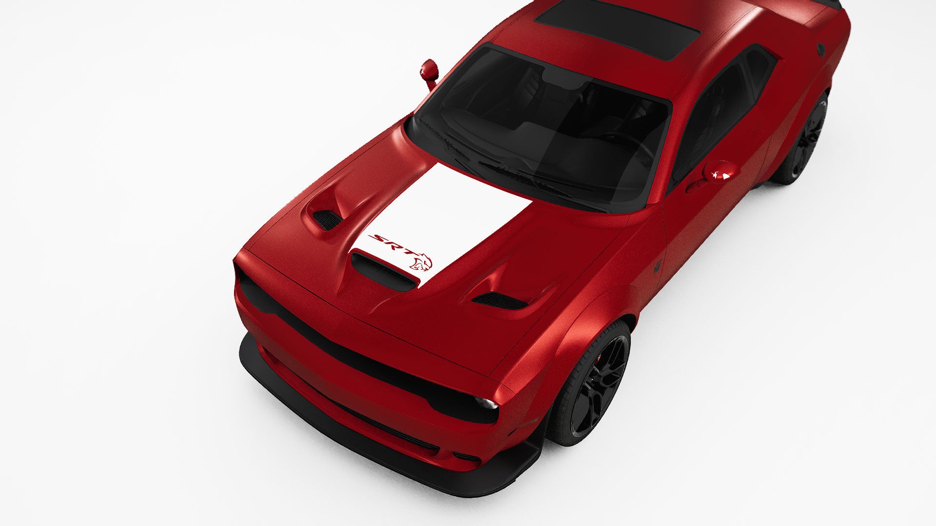 SRT logo and Text hood Decals, Graphics For Dodge Challenger.