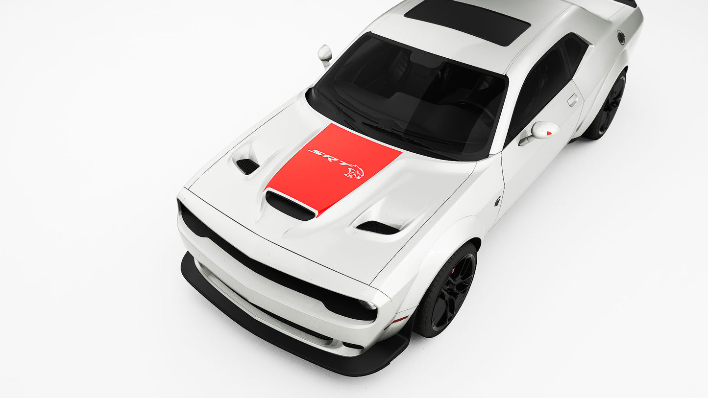 SRT logo and Text hood Decals, Graphics For Dodge Challenger.