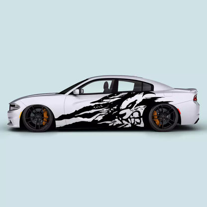 Black Hellcat face claw side decals for Dodge Charger 2011-2023 driver and passenger door graphics
