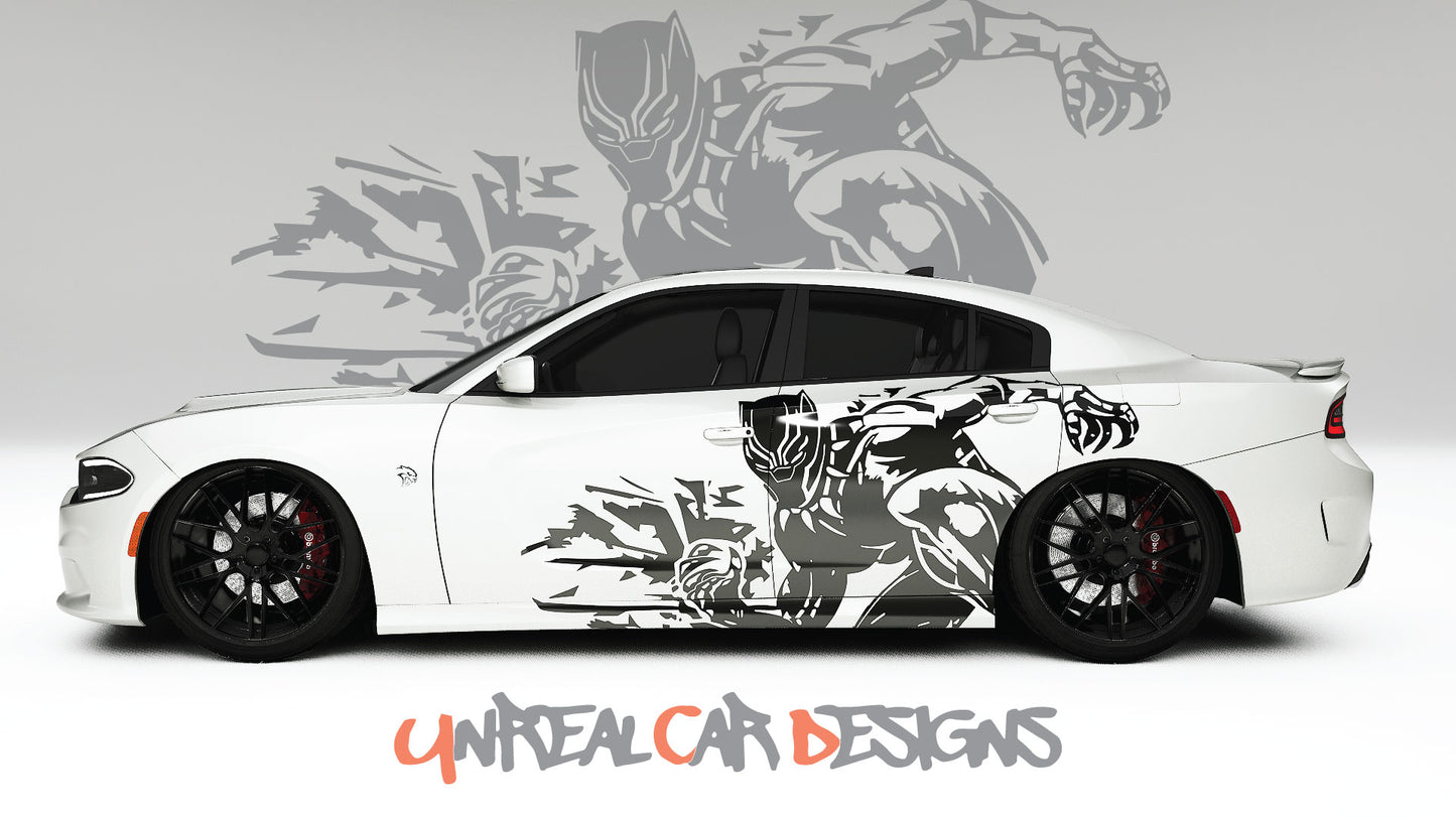 Black Panther Universal car Big Side Graphics, Decals and Stickers.