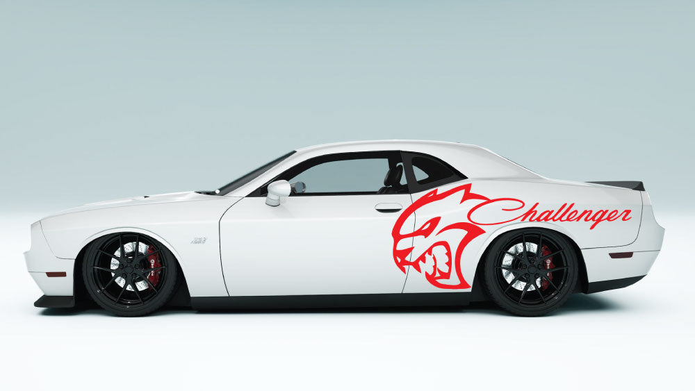 SRT Cat Head with text side Decals and Graphics for Dodge Challenger