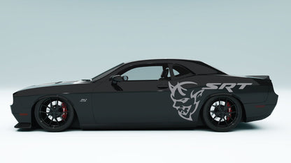 Demon Face with SRT Text side Decals and Graphics for Dodge Challenger