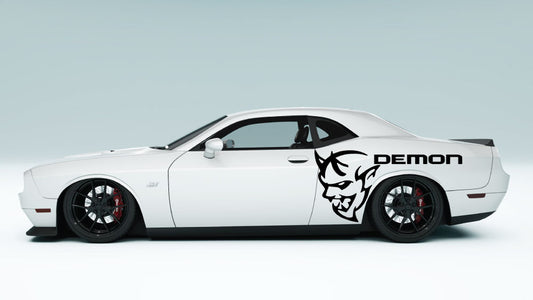 Demon Face with text side Decals and Graphics for Dodge Challenger