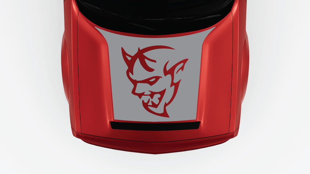 SRT Demon Hood Decal & Graphic for Dodge Challenger 2018–2023 gray decal