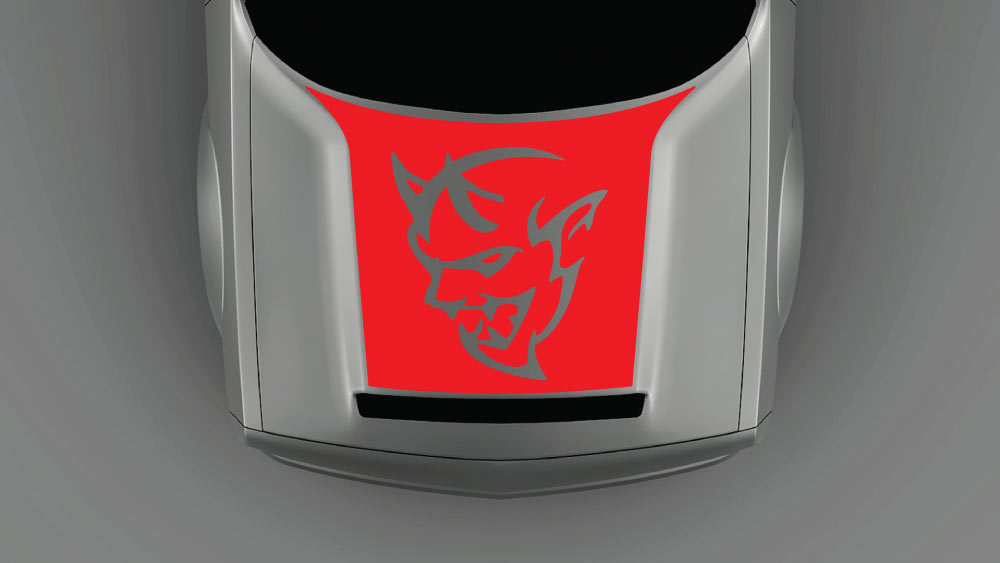 SRT Demon Hood Decal & Graphic for Dodge Challenger 2018–2023 red decal