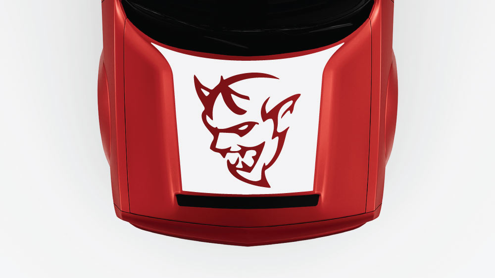 SRT Demon Hood Decal & Graphic for Dodge Challenger 2018–2023 white decal