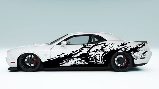 Destroyed Door Side Grunge Decals, Graphics for Dodge Challenger SRT