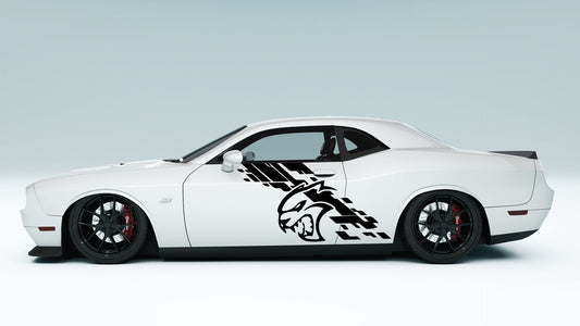 Dodge Challenger Digital Splash Demon Logo Side Decals, Stickers & Graphics.