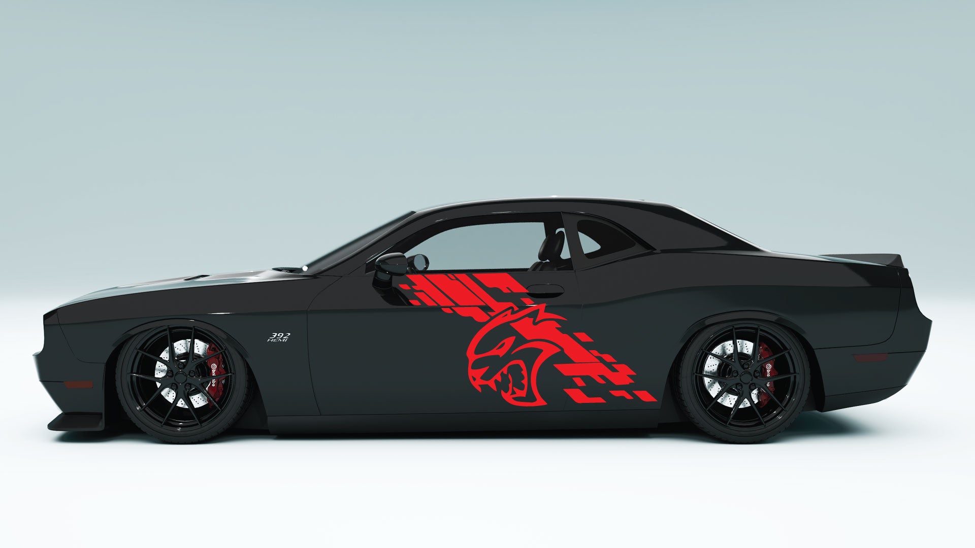 Dodge Challenger Digital Splash Demon Logo Side Decals, Stickers & Graphics.