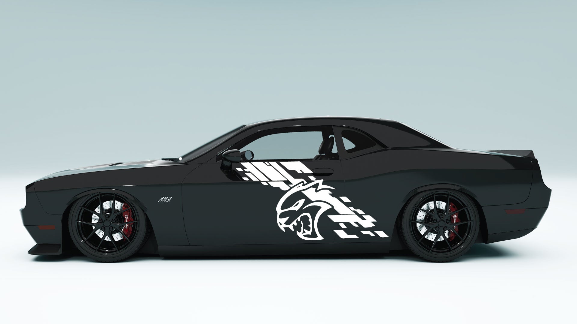 Dodge Challenger Digital Splash Demon Logo Side Decals, Stickers & Graphics.